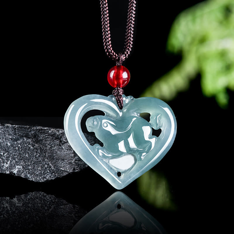 KarmaRipple's Authentic Jade Love Heart Rabbit Fortune Pendant Necklace p2