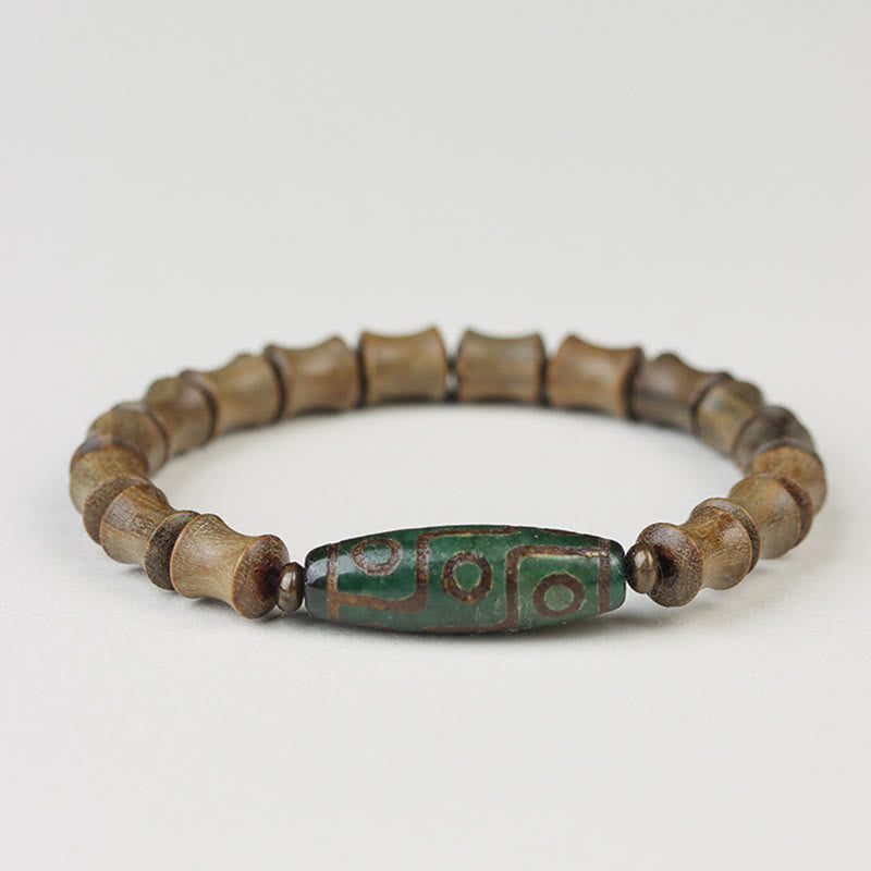 KarmaRipple's Tibetan Nine-Eye Dzi Bead Green Sandalwood Peace Bracelet p12