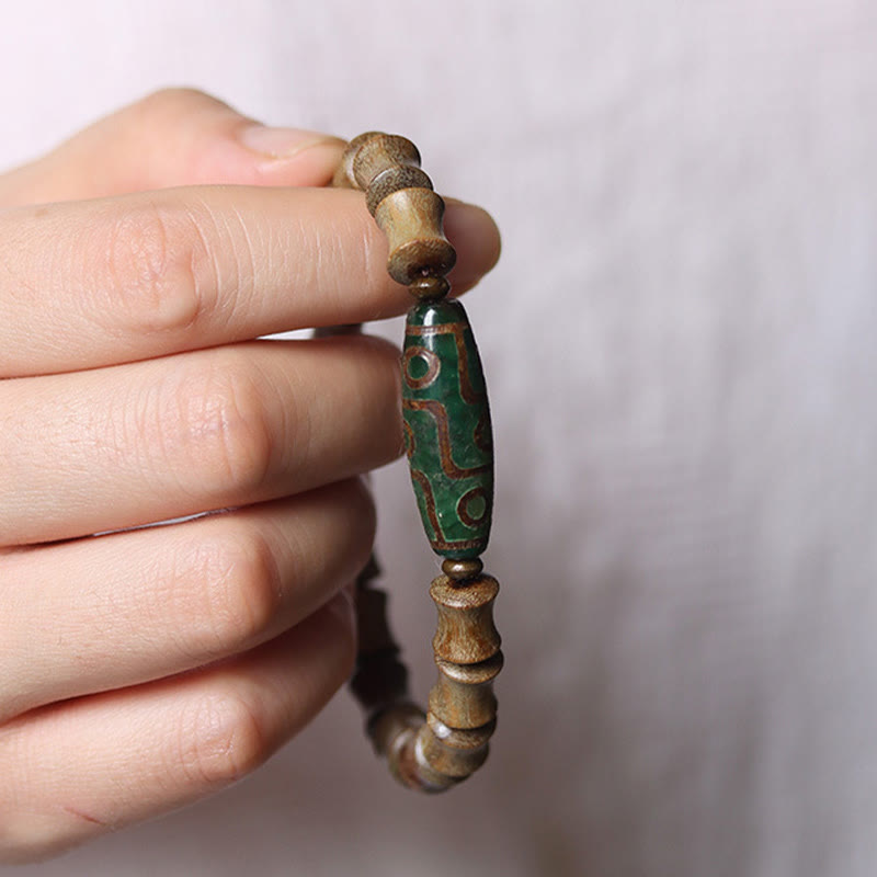 KarmaRipple's Tibetan Nine-Eye Dzi Bead Green Sandalwood Peace Bracelet p10