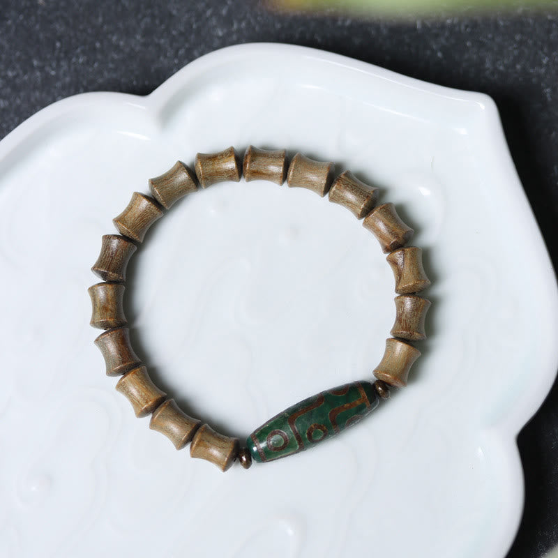 KarmaRipple's Tibetan Nine-Eye Dzi Bead Green Sandalwood Peace Bracelet p4