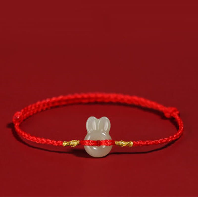 KarmaRipple's Hetian Jade Cute Rabbit String Fortune Bracelet p1