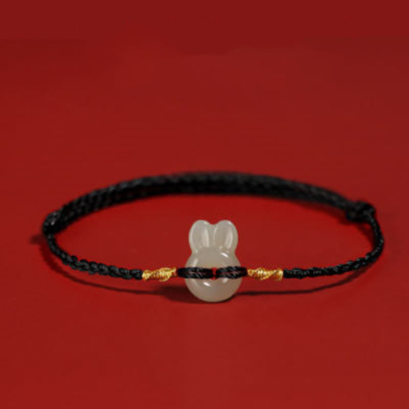 KarmaRipple's Hetian Jade Cute Rabbit String Fortune Bracelet p2