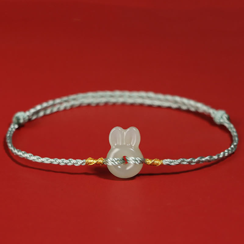 KarmaRipple's Hetian Jade Cute Rabbit String Fortune Bracelet p12