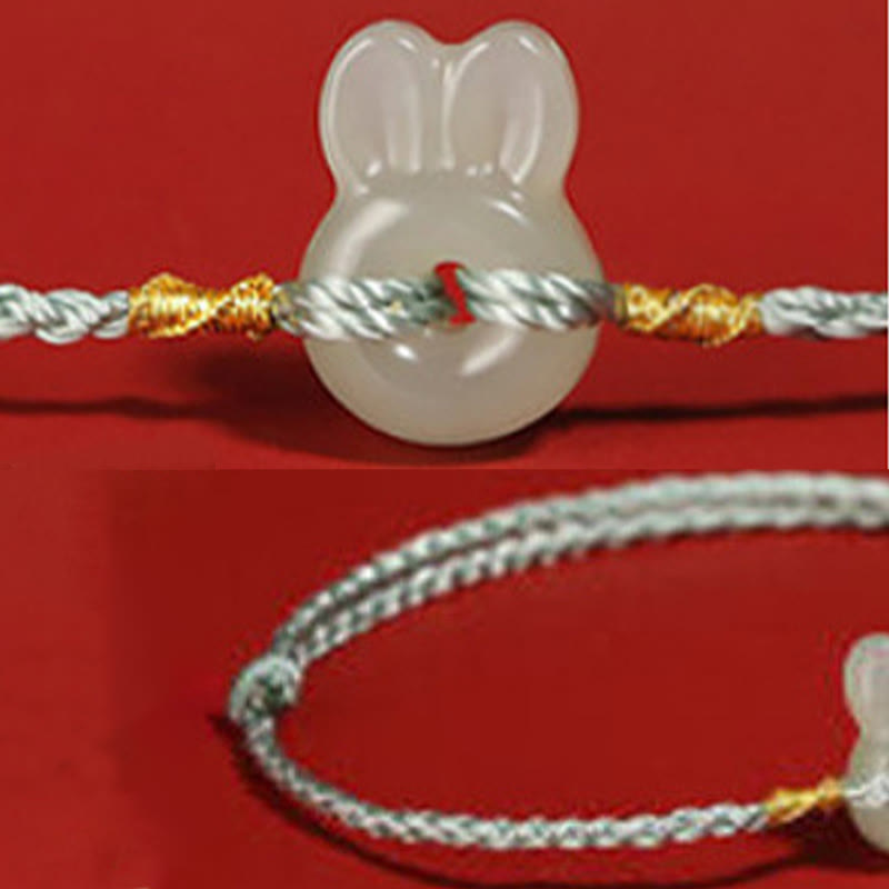 KarmaRipple's Hetian Jade Cute Rabbit String Fortune Bracelet p5