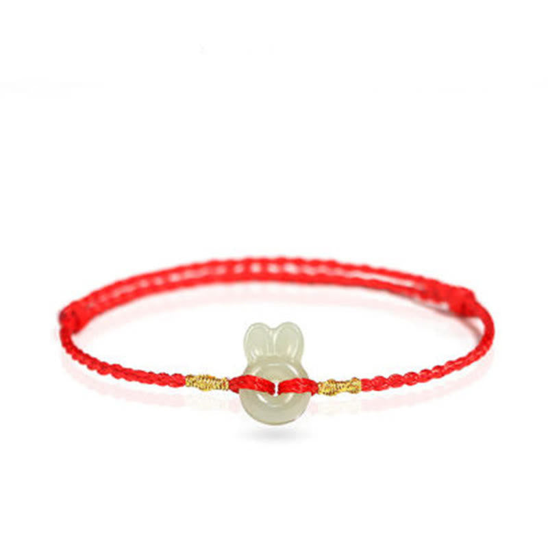 KarmaRipple's Hetian Jade Cute Rabbit String Fortune Bracelet p4