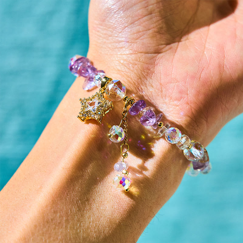 KarmaRipple's Authentic Amethyst Gemstone Star Talisman Positive Transformation Bracelet p2