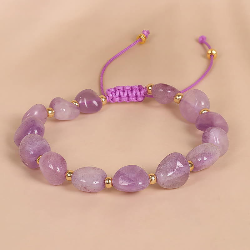 KarmaRipple's Irregular Shape Amethyst Braid String Balance Bracelet p2