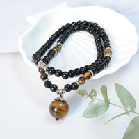 KarmaRipple's Black Obsidian Tiger Eye Strengthen Pendant Necklace
