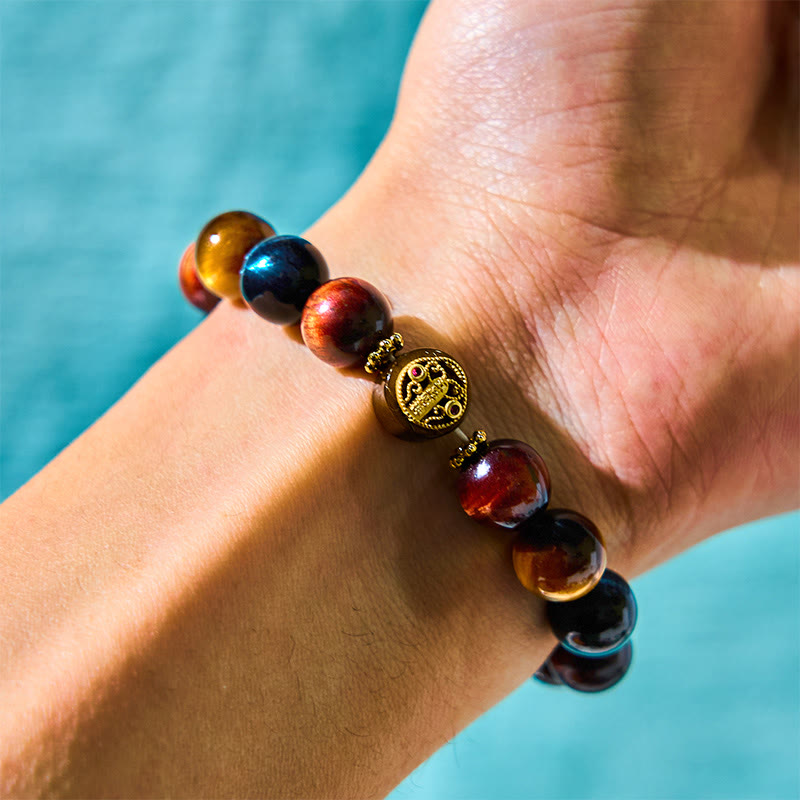 KarmaRipple's Tiger Eye Stone Beadwork Protection Courage Bracelet p2