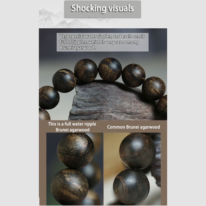 KarmaRipple's Rare Brunei Agarwood Water Ripple Pattern Peace Calm Bracelet p11