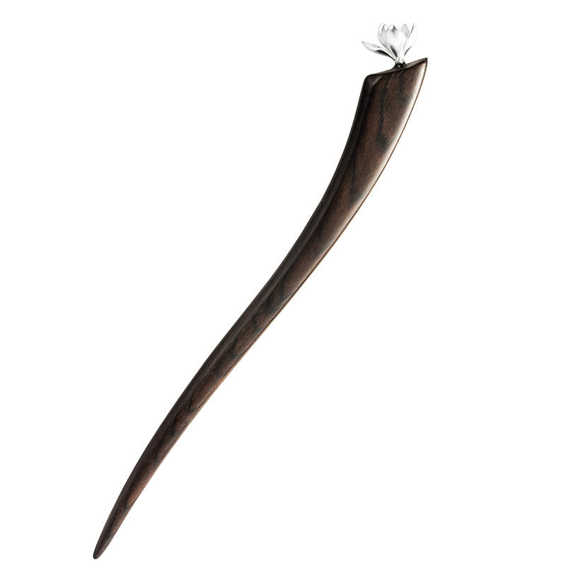 KarmaRipple's 925 Sterling Silver Classical Ebony Magnolia Flower Blessing Hairpin p7