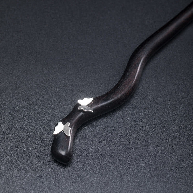 KarmaRipple's 925 Sterling Silver Classical Chinese Style Ebony Butterfly Relax Hairpin p3