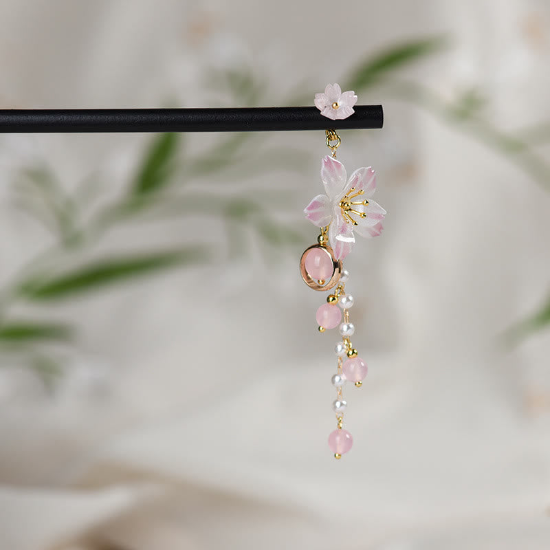 KarmaRipple's Artistic Style Pear Blossom Tassel Wood Hairpin p2