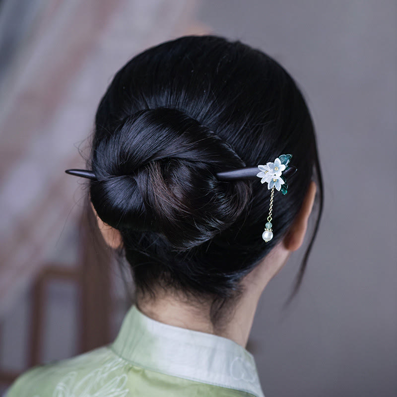 KarmaRipple's Lily Of The Valley Pearl Tassel Wood Hairpin p3