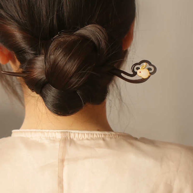 KarmaRipple's Auspicious Cloud Sandalwood Rabbit Protection Hairpin p20
