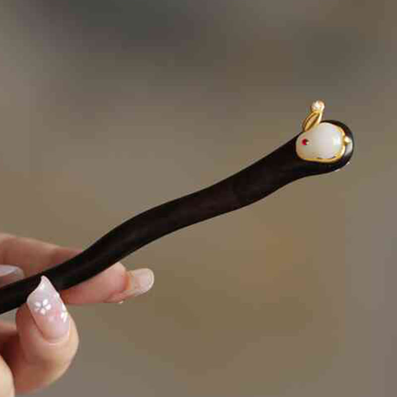 KarmaRipple's Auspicious Cloud Sandalwood Rabbit Protection Hairpin p11
