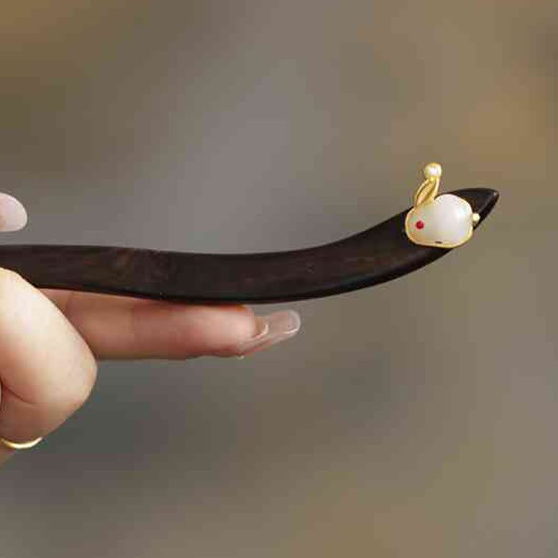 KarmaRipple's Auspicious Cloud Sandalwood Rabbit Protection Hairpin p6