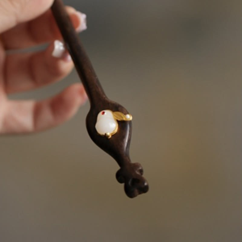 KarmaRipple's Auspicious Cloud Sandalwood Rabbit Protection Hairpin p36