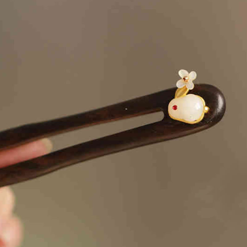 KarmaRipple's Auspicious Cloud Sandalwood Rabbit Protection Hairpin p42