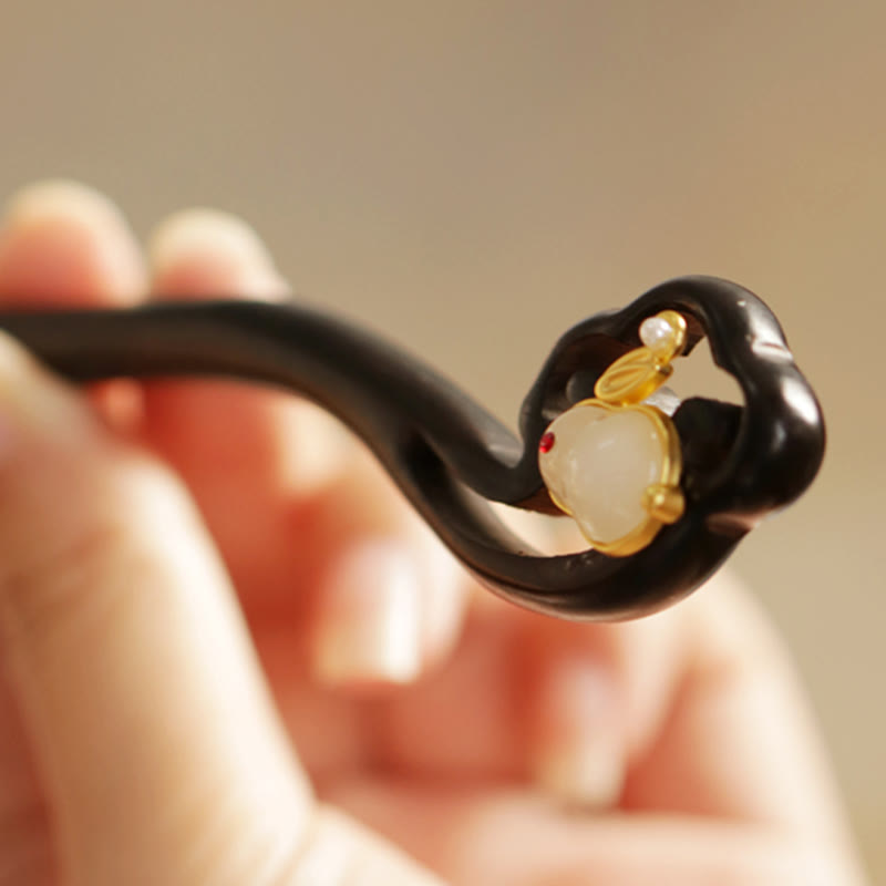 KarmaRipple's Auspicious Cloud Sandalwood Rabbit Protection Hairpin p17