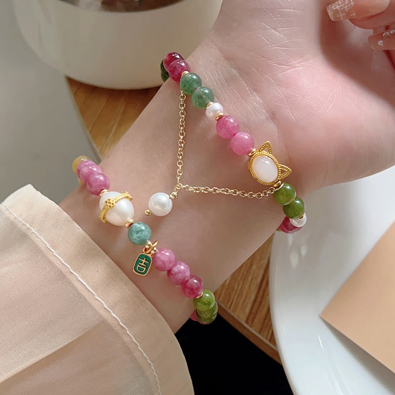 KarmaRipple's Colorful Tourmaline Fortunate Cat Positive Bracelet p16