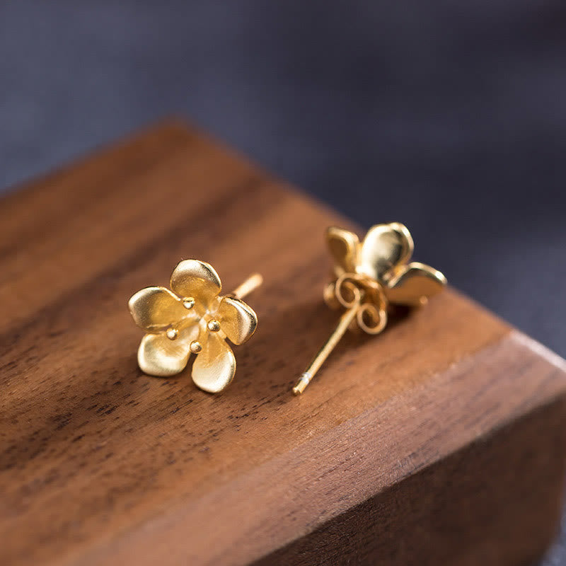 KarmaRipple's 925 Sterling Silver Golden Peach Blossom Balance Earrings p2