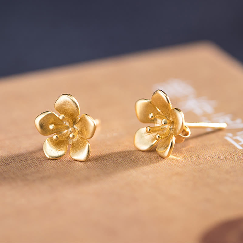 KarmaRipple's 925 Sterling Silver Golden Peach Blossom Balance Earrings p1