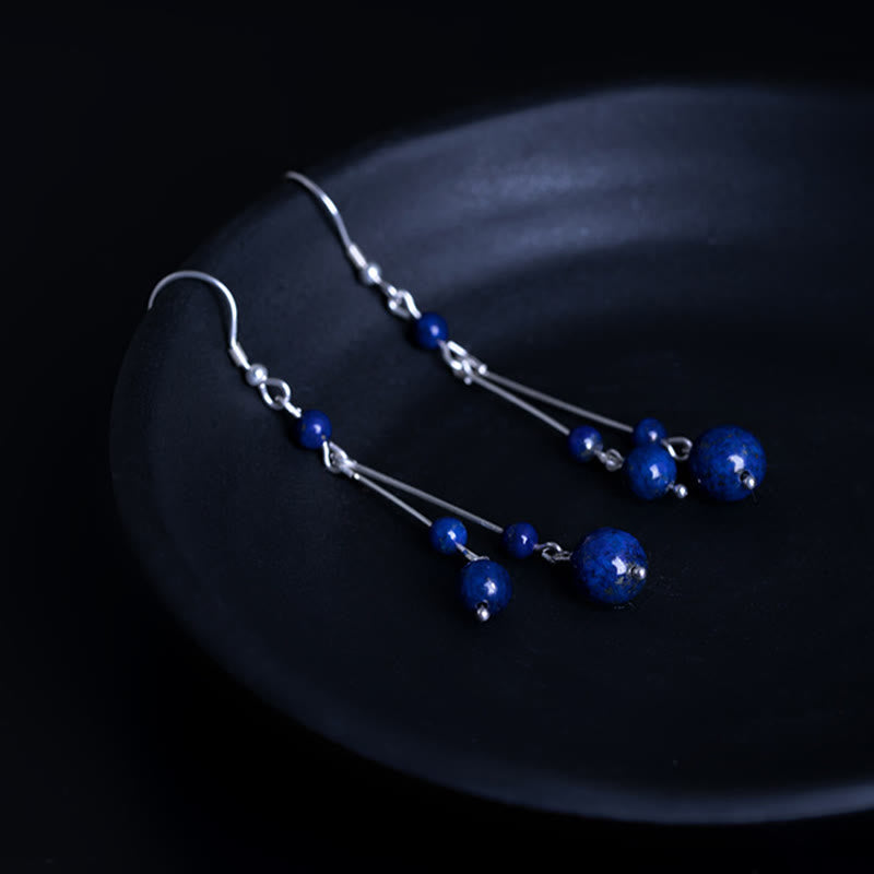 KarmaRipple's 925 Sterling Silver Lazurite Beadwork Serenity Drop Earrings p7