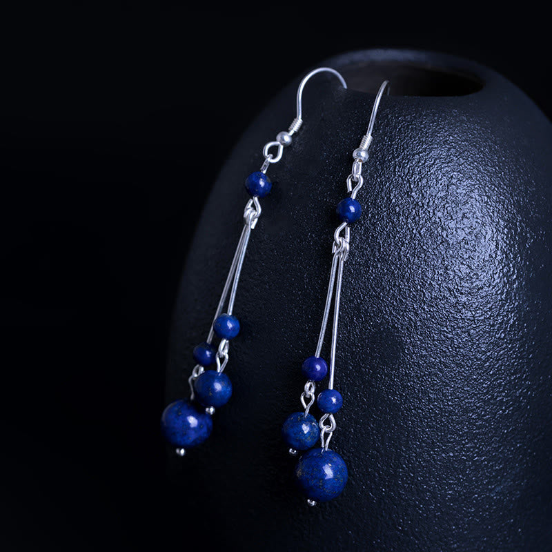 KarmaRipple's 925 Sterling Silver Lazurite Beadwork Serenity Drop Earrings p6