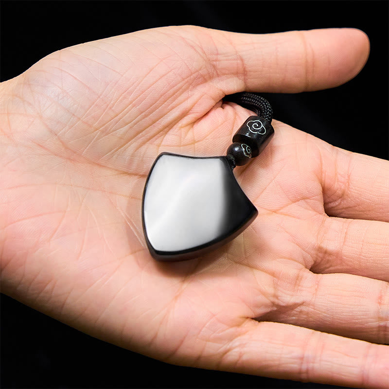 KarmaRipple's Black Obsidian Shield Pattern Yin Yang Symbol Strength Pendant Necklace p7
