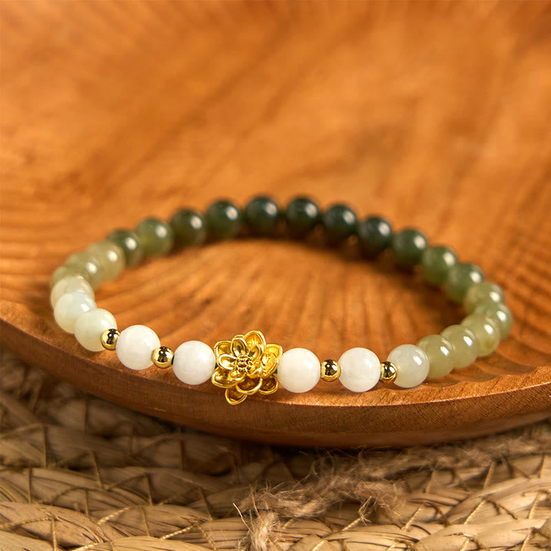 KarmaRipple's Authentic Hetian Jade Gradient Lotus Abundance Bracelet p1