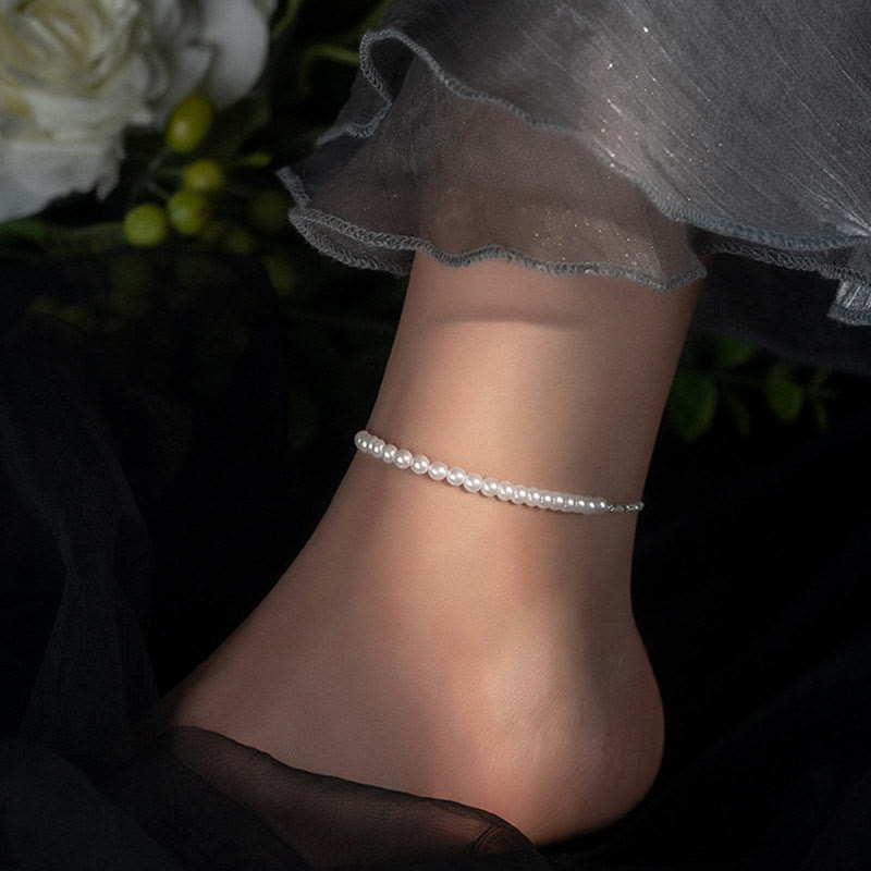 KarmaRipple's 925 Sterling Silver Pearl Beadwork Protection Anklet p4