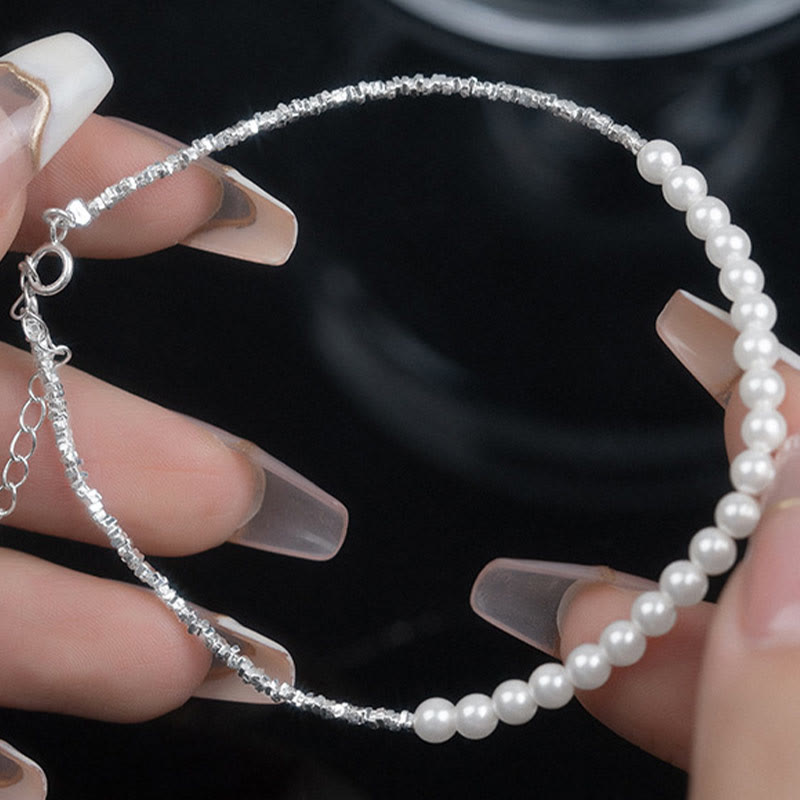 KarmaRipple's 925 Sterling Silver Pearl Beadwork Protection Anklet p7