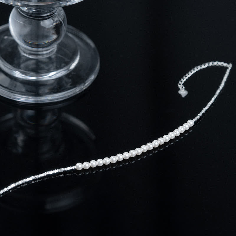 KarmaRipple's 925 Sterling Silver Pearl Beadwork Protection Anklet p10