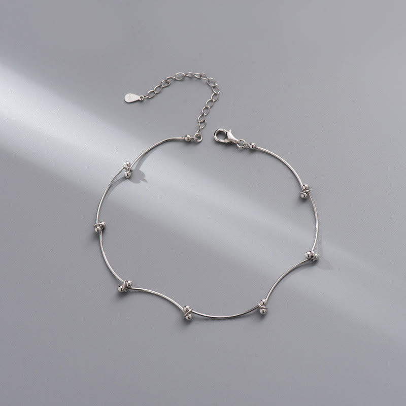 KarmaRipple's 925 Sterling Silver Simple Wave Shape Protection Anklet p6