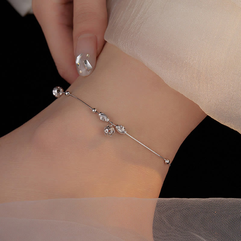 KarmaRipple's 925 Sterling Silver Simple Bell Bead Blessing Anklet p5