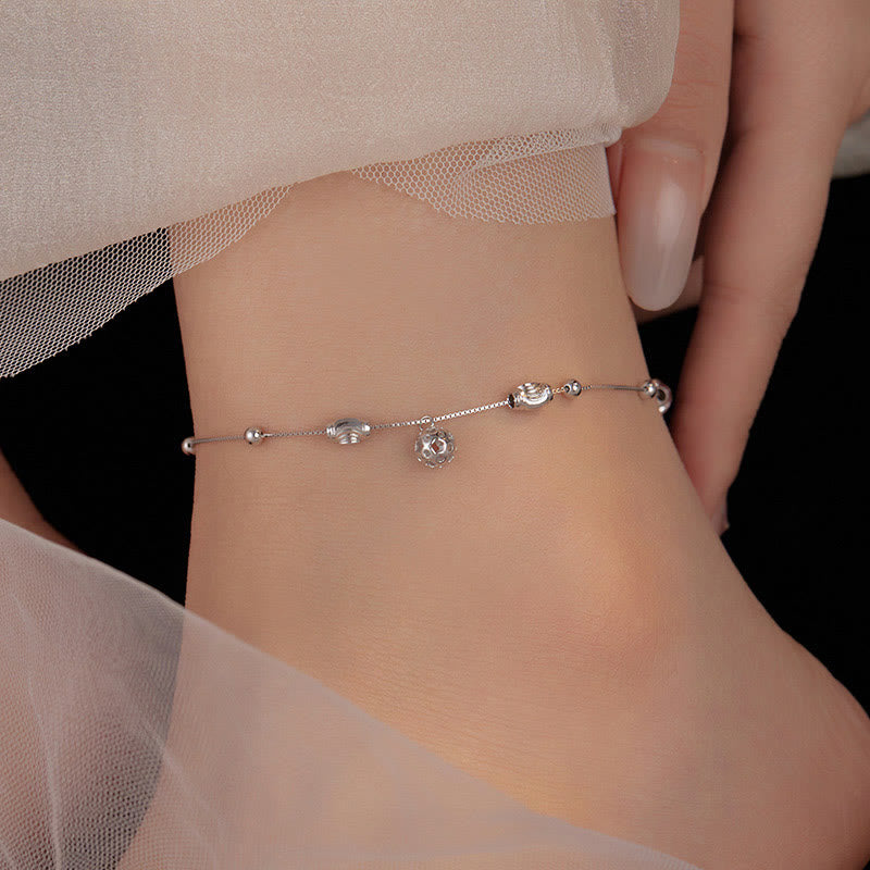 KarmaRipple's 925 Sterling Silver Simple Bell Bead Blessing Anklet p6