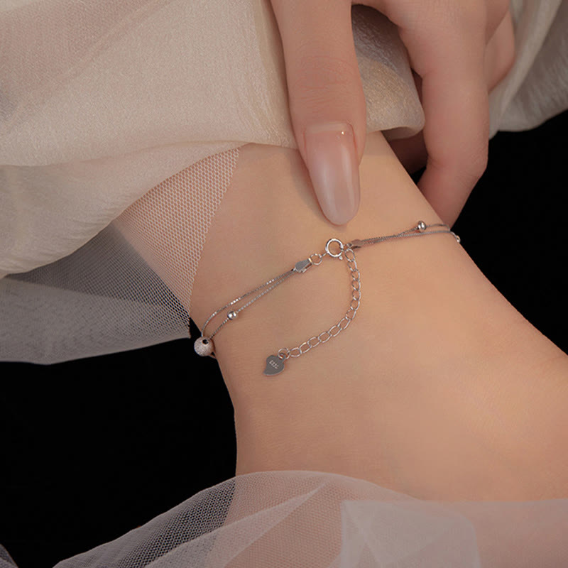 KarmaRipple's 925 Sterling Silver Ginkgo Leaf Double Layer Protection Anklet p6