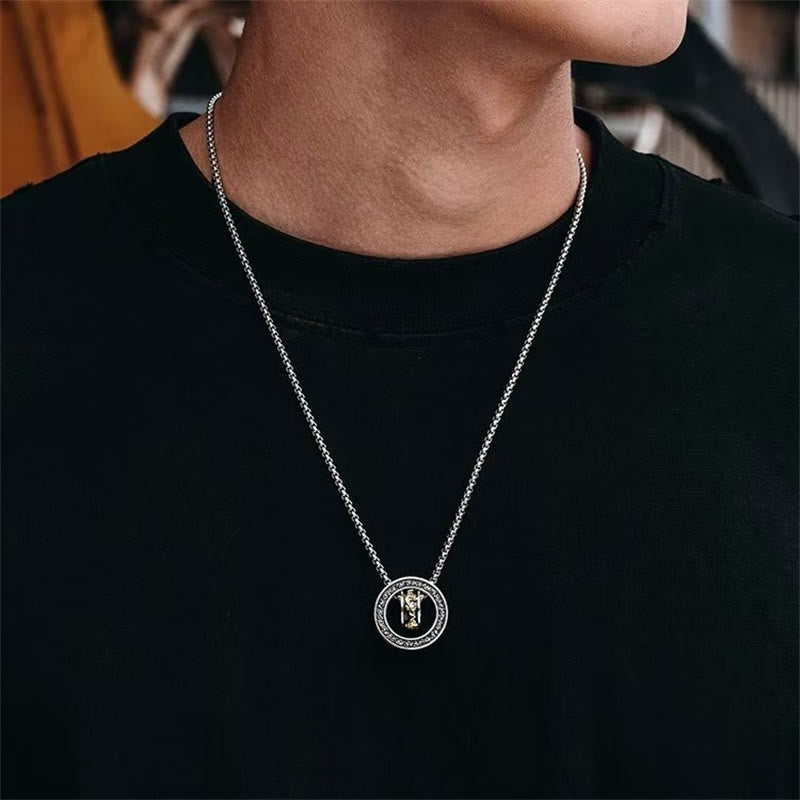 KarmaRipple's Double Ring PiXiu Peace Buckle Wealth Rotatable Pendant Necklace p3
