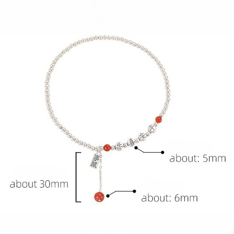 KarmaRipple's 925 Sterling Silver Small Beadwork Red Agate Peace And Joy Blessing Anklet p14