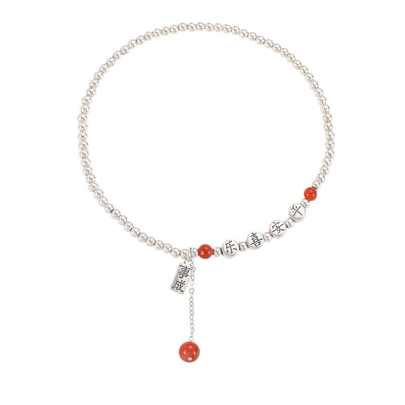 KarmaRipple's 925 Sterling Silver Small Beadwork Red Agate Peace And Joy Blessing Anklet p13