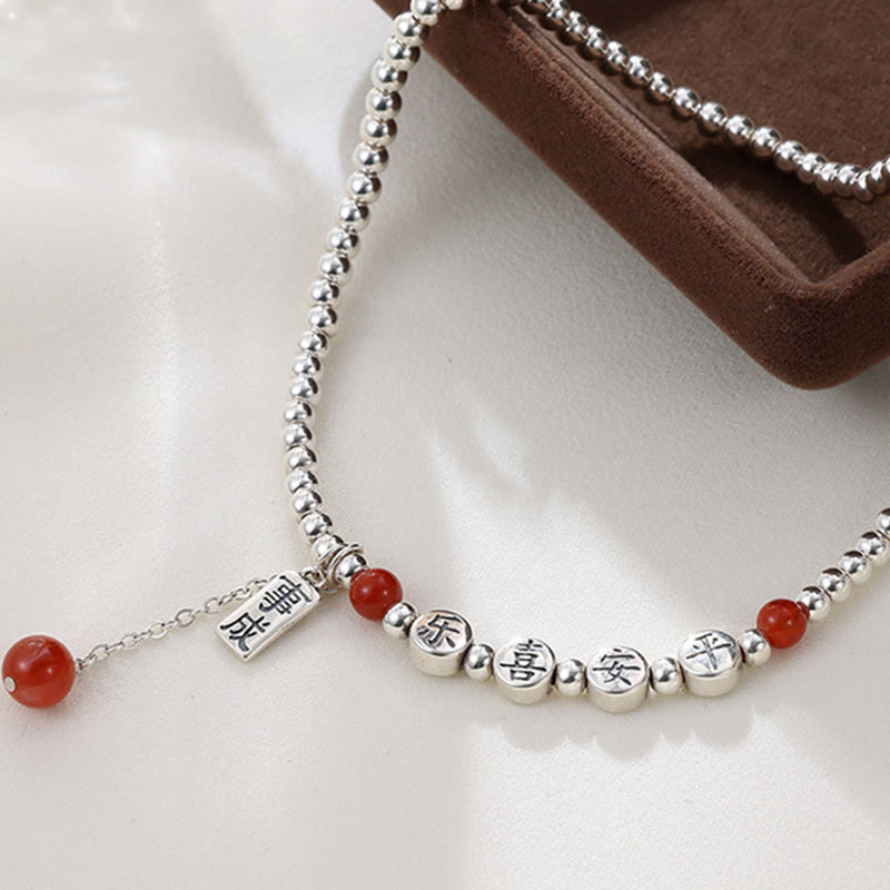 KarmaRipple's 925 Sterling Silver Small Beadwork Red Agate Peace And Joy Blessing Anklet p10