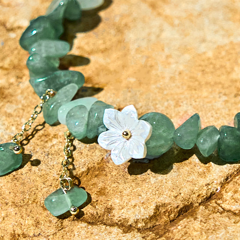 KarmaRipple's Authentic Strawberry Quartz Green Strawberry Quartz Super Seven Gemstone Flower Balancing Bracelet p9