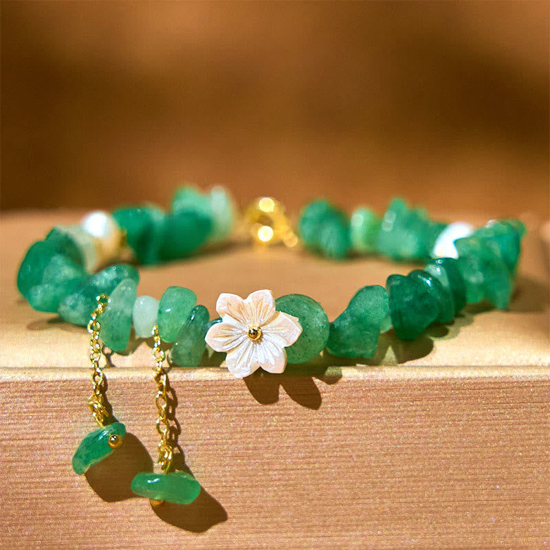 KarmaRipple's Authentic Strawberry Quartz Green Strawberry Quartz Super Seven Gemstone Flower Balancing Bracelet p6