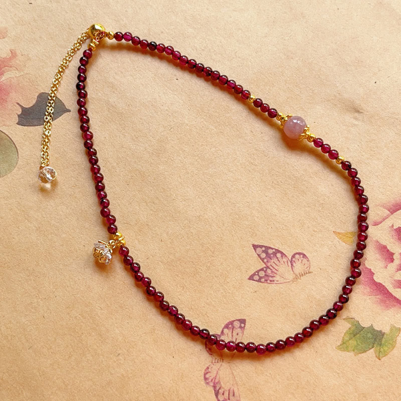 KarmaRipple's Authentic Flower Garnet Pink Gemstone Calm Double Wrap Bracelet p6