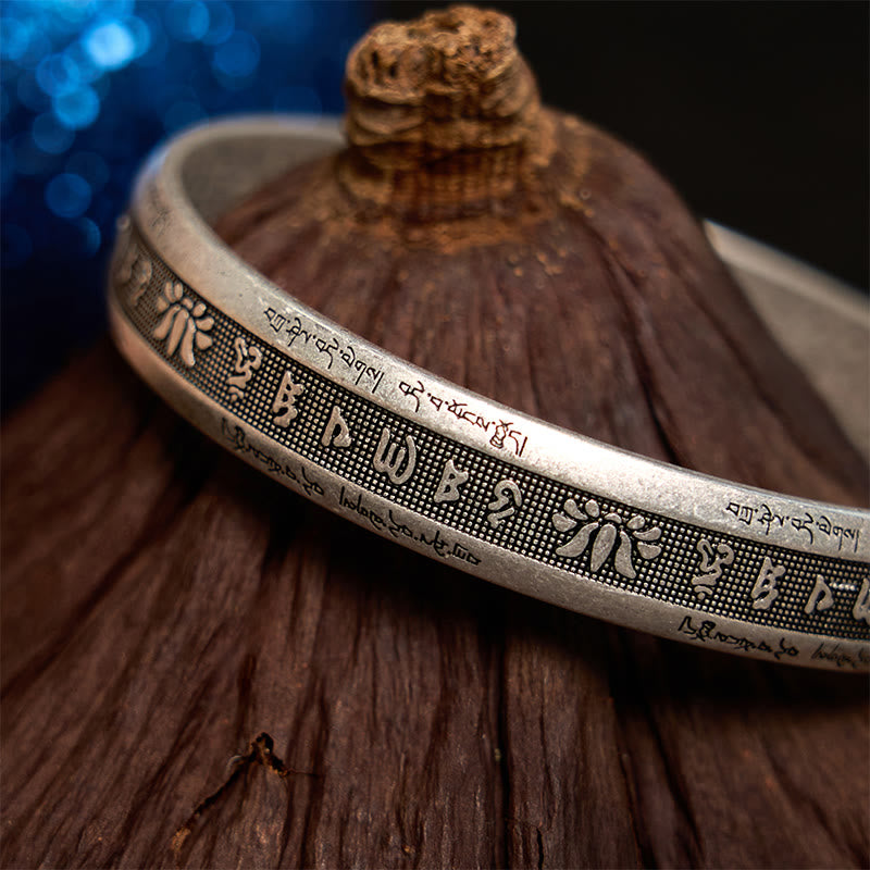 KarmaRipple's Om Mani Padme Hum Heart Sutra Mantra Lotus Peace Meditation Cuff Bracelet Bangle p12