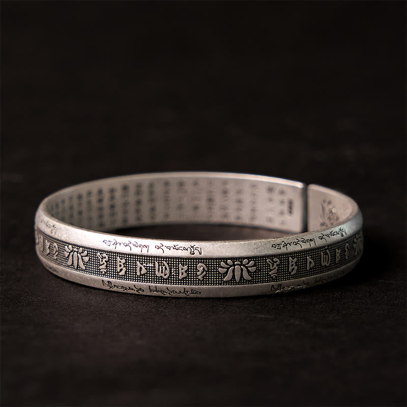KarmaRipple's Om Mani Padme Hum Heart Sutra Mantra Lotus Peace Meditation Cuff Bracelet Bangle p4