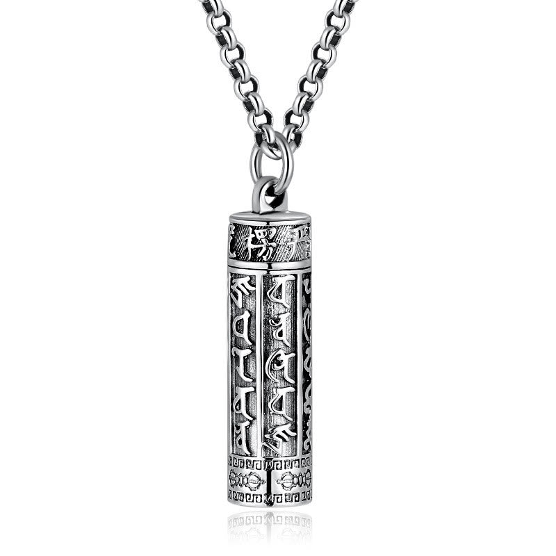 KarmaRipple's Tibetan Om Mani Padme Hum Bronze Plated Silver Shurangama Mantra Vajra Pattern Peace Pendant Necklace p5