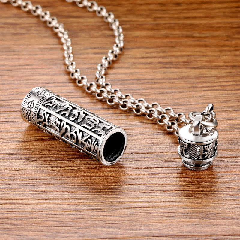 KarmaRipple's Tibetan Om Mani Padme Hum Bronze Plated Silver Shurangama Mantra Vajra Pattern Peace Pendant Necklace p3