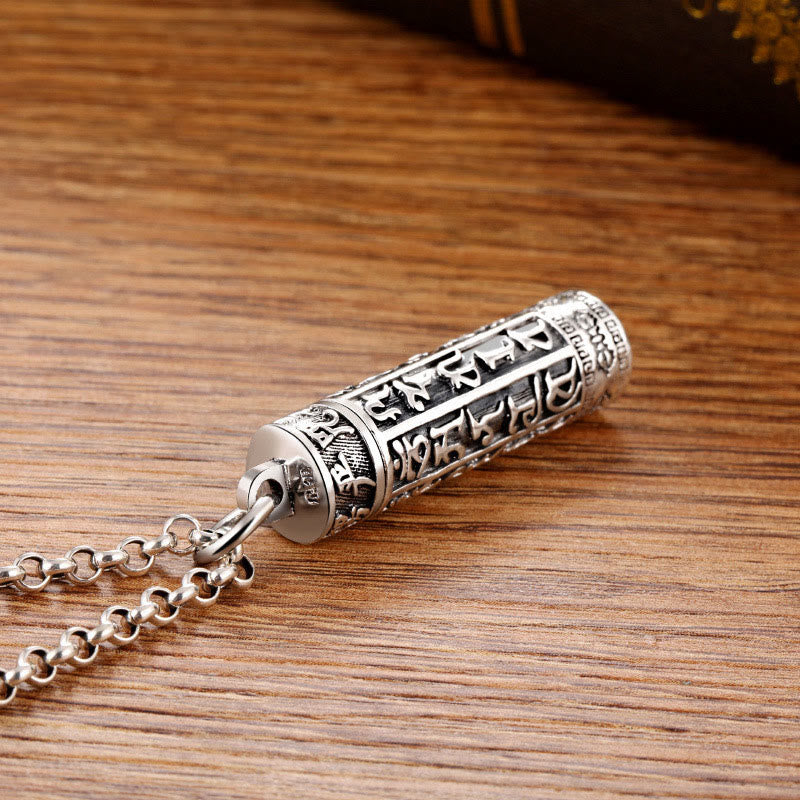 KarmaRipple's Tibetan Om Mani Padme Hum Bronze Plated Silver Shurangama Mantra Vajra Pattern Peace Pendant Necklace p2
